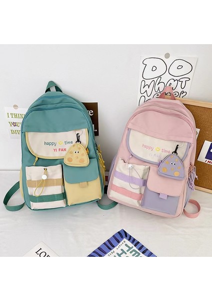 2024 Bahar Yeni Öğrenci Sırt Çantası Okul Çantası Basit Kore Tarzı Sırt Çantası Kadın Seyahat Eğlence Çantası (Yurt Dışından) fırsatları