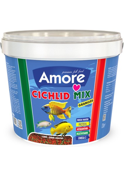 Malawi Ciklet Mix 3kg Kova, Gold Fish Mix Pellet 860GR Poşet Japon Balığı Yemi