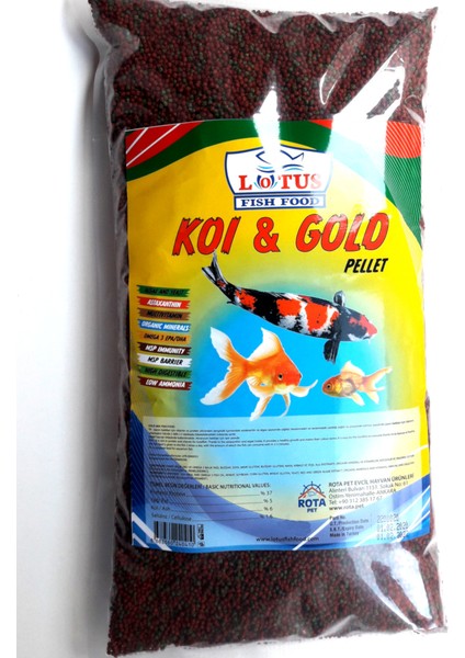 Malawi Ciklet Mix 3kg Kova, Gold Fish Mix Pellet 860GR Poşet Japon Balığı Yemi