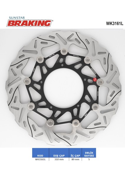 Dalgalı Ön Performans Fren Diski (Sol) / Honda / Crf L Afrıca Twın / Adv / Dct L4 / 1100CC / Ön Sol / 2020-2021-2022-2023