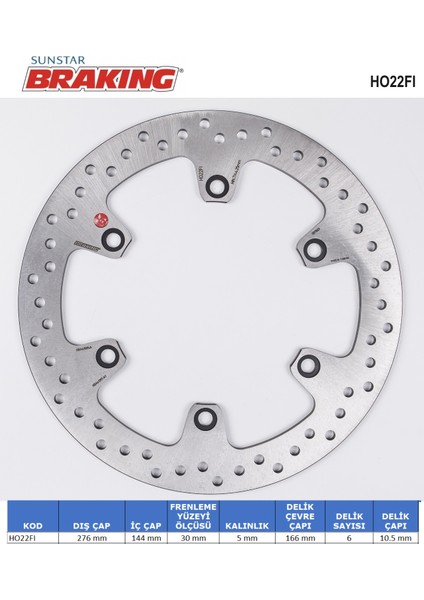 Yuvarlak Arka Fren Diski / Honda / Cbr 125 R / 125CC / Ön / 2004-2005-2006-2007-2008-2009-2010-2011-2012-2013-2014-2015-2016-2017