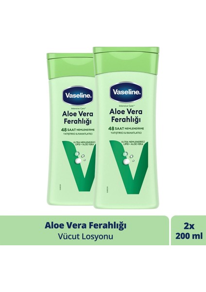 Vücut Losyonu Aloe Vera Ferahlığı Kuru Ciltler Için 200  Ml X2