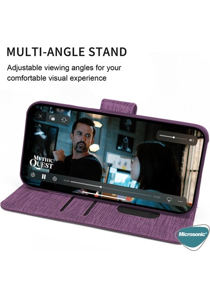 Xiaomi Redmi Note 13 Pro Plus 5g Kılıf Fabric Book Wallet Mor