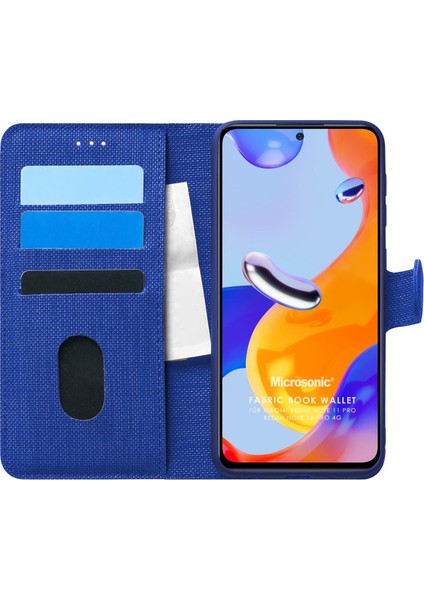 Xiaomi Redmi Note 11 Pro 5g Kılıf Fabric Book Wallet Lacivert