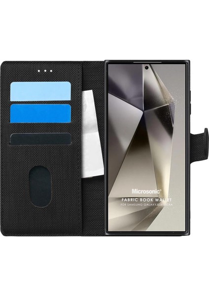 Samsung Galaxy S24 Ultra Kılıf Fabric Book Wallet Siyah