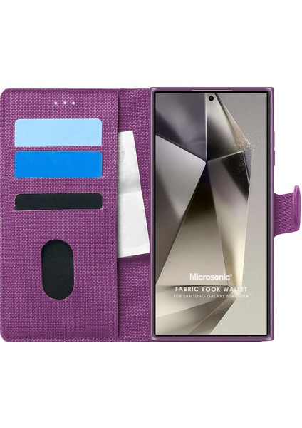 Samsung Galaxy S24 Ultra Kılıf Fabric Book Wallet Mor