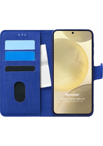 Samsung Galaxy S24 Kılıf Fabric Book Wallet Lacivert