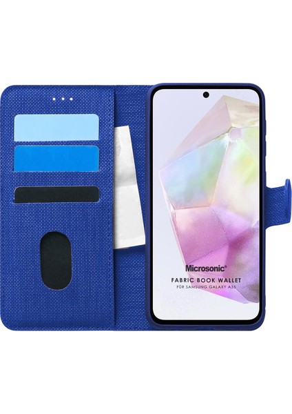 Samsung Galaxy A35 Kılıf Fabric Book Wallet Lacivert