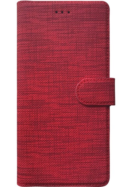 Apple iPhone 14 Plus Kılıf Fabric Book Wallet Kırmızı