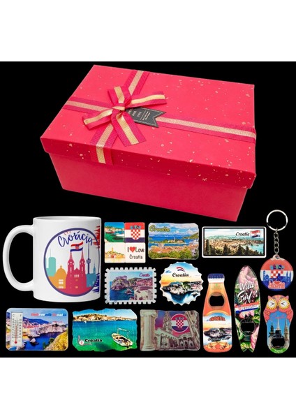 Hırvatistan Hediye Kutusu 10 Parça Kupa Magnet Anahtarlık Kutu fiyatları