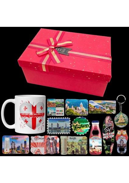 Gürcistan Hediye Kutusu 10 Parça Kupa Magnet Anahtarlık Kutu fiyatları