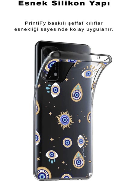 Printify Samsung Galaxy A33 ile Uyumlu 1mm Slim Fit Nazar Boncuğu 5 Baskılı Şeffaf Silikon Kılıf