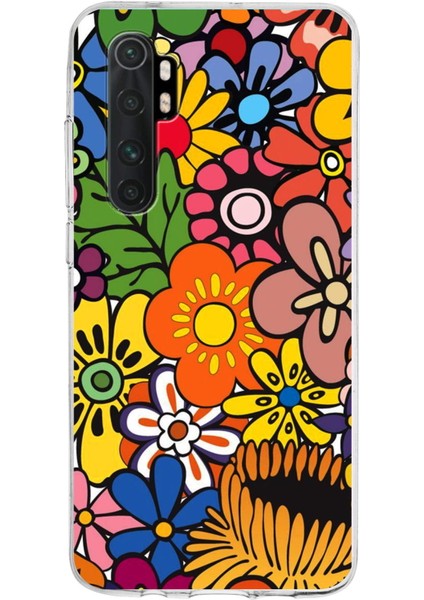Xiaomi Mi Note 10 Lite ile Uyumlu 1mm Slim Fit Retro Colors 2 Baskılı Şeffaf Silikon Kılıf