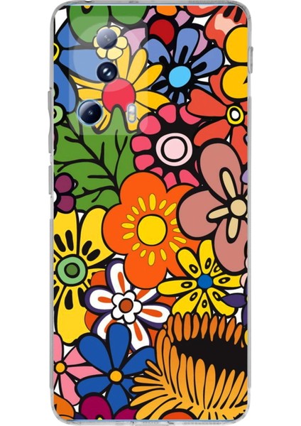 Xiaomi Mi 13 Lite ile Uyumlu 1mm Slim Fit Retro Colors 2 Baskılı Şeffaf Silikon Kılıf