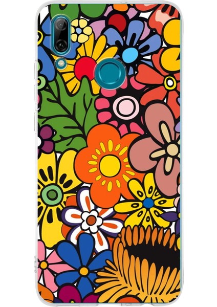 Huawei P Smart 2019 ile Uyumlu 1mm Slim Fit Retro Colors 2 Baskılı Şeffaf Silikon Kılıf