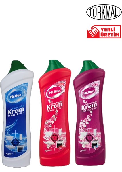 Yüzey Temizleyici Amonyaklı +Gül ve Manlya+Leylak Gardenya 750 ml 3 Lü