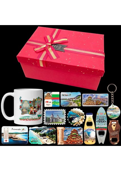 Bulgaristan Hediye Kutusu 10 Parça Kupa Magnet Anahtarlık Kutu fiyatları