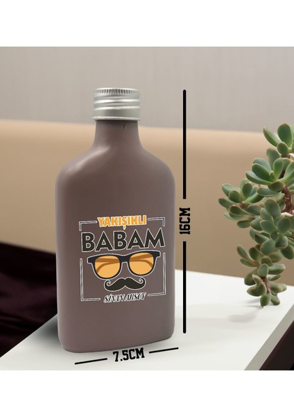 Kişiye Özel Isimli Baba Temalı Mat Gri Tasarım Cam Şişede 200 ml Kolonya-8, Babaya Hediye, Babalar Günü Hediyeleri, Hediyelik Baskılı Kolonya