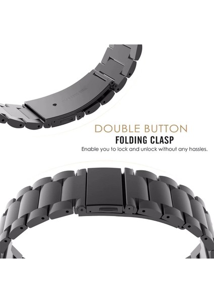 samsung Galaxy Watch Active 2 40MM / 44MM ile Uyumlu Kordon Klasik Baklava Model Paslanmaz Çelik Metal Kayış