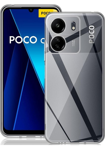 Xiaomi Poco C65 Kılıf Şeffaf 3D Kamera Korumalı Slim Fit Tasarım Esnek Renskiz Silikon Kapak