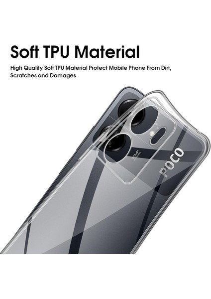 Xiaomi Poco C65 Kılıf Şeffaf 3D Kamera Korumalı Slim Fit Tasarım Esnek Renskiz Silikon Kapak