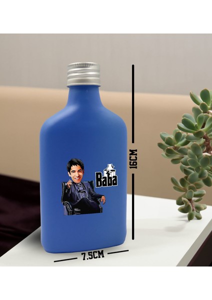 Kişiye Özel The Baba Karikatürlü Mavi Tasarım Cam Şişede 200 ml Kolonya-2, Babaya Hediye, Babalar Günü Hediyeleri, Hediyelik Baskılı Kolonya