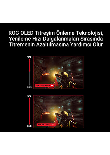 Rog Swift OLED PG27AQDM 26,5 240HZ 0.03MS (Dp HDMI Usb) Freesync ve G-Sync Uyumlu 2k 2560 x 1440   Gamıng OLED Ekran Monitör