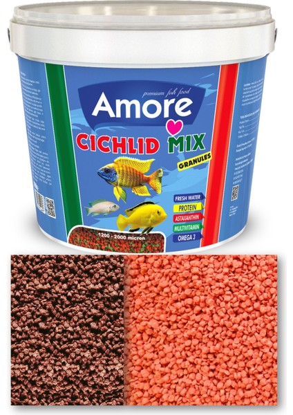 Malawi Cichlid Mix Granül 3kg Kova, Sera Discus 200GR, Granured 300GR Renklendirme Balık Yemi