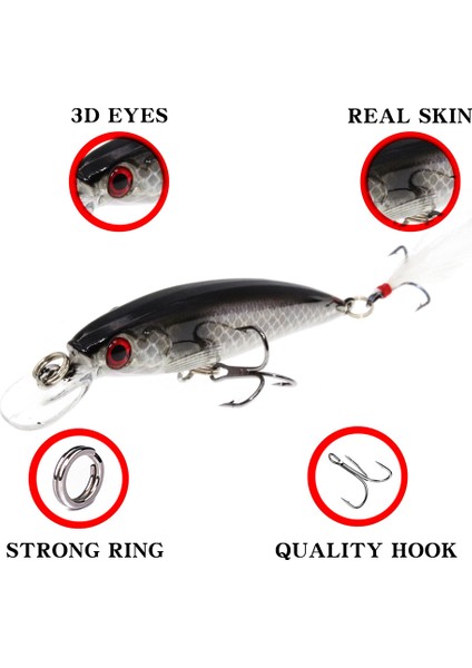 No5 Tarzı .8 cm 7g Minnow Balıkçılık Lures Wobbler Sert Yemler Crankbaits Bas Pike Olta Takımı Için Abs Yapay Cazibesi (Yurt Dışından) modelleri