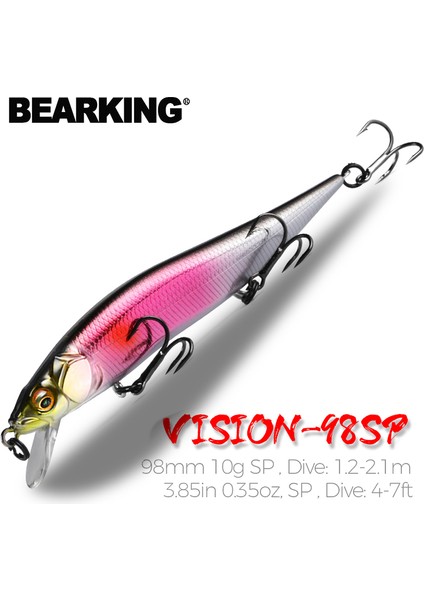 D Tarzı Bearkıng 9.8 cm 10G Sp Dalış Profesyonel Minnow Wobbler Balıkçılık Lures Lijerkbaits Yapay Yem Predator Mücadele (Yurt Dışından)
