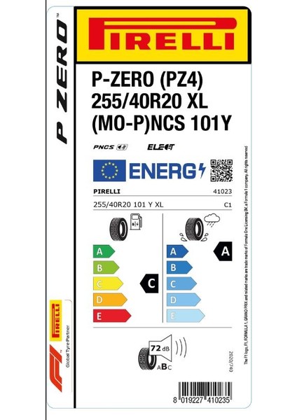 255/40 R20 101Y Xl P Zero Pz4 Mo-P Ncs Elect Oto Yaz Lastiği (Üretim Yılı: 2024)