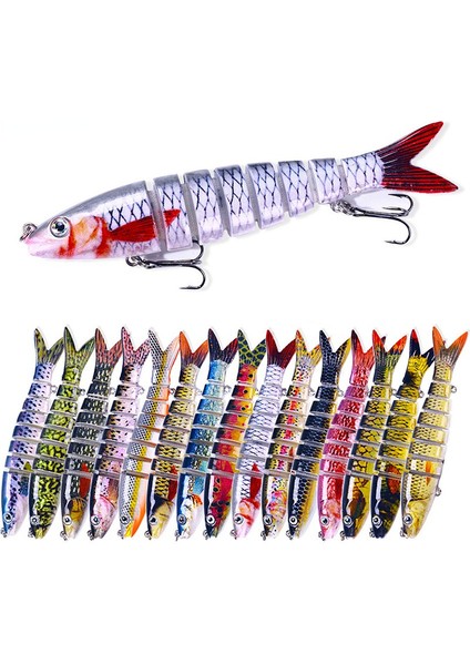 No.7 Tarzı 13.4 cm 18G Wobblers Pike Balıkçılık Lures Yapay Çok Eklemli Bölümler Yapay Sert Yem Trolling Pike Sazan Balıkçılık Araçları (Yurt Dışından) fiyatları