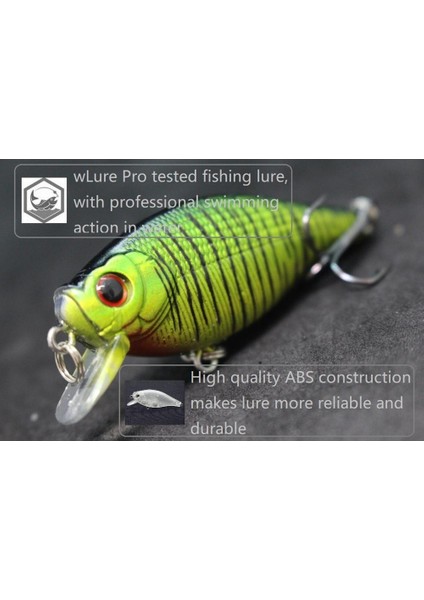C547X89B Stili Wlure Crankbait Balıkçılık Cazibesi 6.5 cm 7.4g Düz Gövde Geniş Wobbler Misk Yem Yüzen Tank Test Edilmiş Sert Yem Varyant Renk (Yurt Dışından) fırsatları