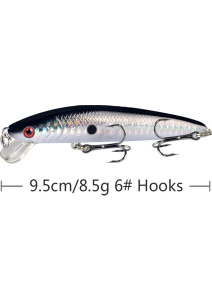 NO12 Tarzı 1 Adet Lazer Minnow Balıkçılık Cazibesi 9.5 cm 8.5g Pesca Kanca Balık Wobbler Krankbait Yapay Japonya Sert Yem Swimbait Mücadele (Yurt Dışından) indirimleri