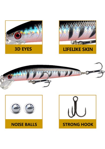 No5 Tarzı 1 Adet Lazer Minnow Balıkçılık Cazibesi 9.5 cm 8.5g Pesca Kanca Balık Wobbler Krankbait Yapay Japonya Sert Yem Swimbait Mücadele (Yurt Dışından) fırsatları