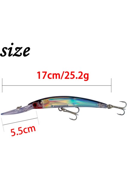 D Tarzı 170 mm 1 Adet Büyük Minnow Cazibesi Yüzen 17CM 25G Deniz Balıkçılığı Lures Swimbaits Bas Sert Yem Pesca Yapay Jig Wobblers Crankbait Mücadele (Yurt Dışından) modelleri