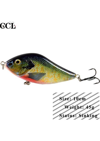 JKB100-09 Stili Ccltba 10 cm 45G Slayt Yem Balıkçılık Sert Wobble Jerkbait Batan Lures Pike Muskie Balıkçılık Jerk Platin Yem Olta Takımı (Yurt Dışından) modelleri