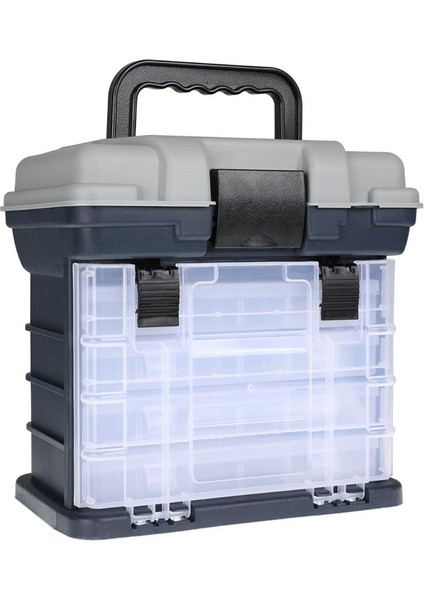 Gri Tarzı 1 Adet Taşınabilir 4 Kat Olta Takımı Kutusu El Büyük Kapasiteli Yüksek Mukavemetli Cazibesi Alet Kutusu Saplı (Yurt Dışından)