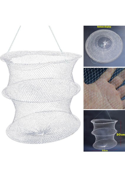 Beyaz Stil 2 Kat Taşınabilir Balık Ağı Kıvrımlı Örgü Kafes Döküm Net Balıkçılık Tuzak Ağ Katlanabilir Balık Ağı Mücadele 33X30 cm (Yurt Dışından)