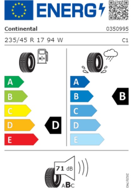 235/45 R17 94W Fr Contisportcontact 5 Contiseal Yaz Lastiği (Üretim Yılı:2024)