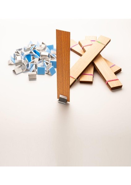 Ahşap Mum Fitili + Yapışkanlı Sehpa - 40 Adet ( 25MM x 150MM x 0,5mm )