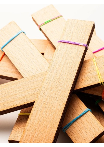 Ahşap Mum Fitili + Yapışkanlı Sehpa - 40 Adet ( 25MM x 150MM x 0,5mm ) indirimleri