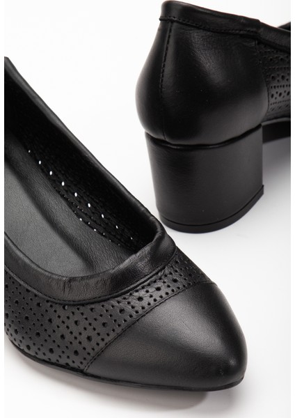 Kadın Deri Delikli Topuklu Ayakkabı 2863 Topuklu Ayakkabı Sıyah 36 fırsatları