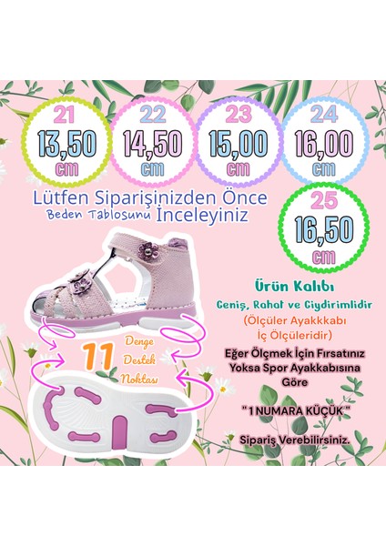 Ortopedik Kız Bebek Sandaleti Buket Serisi Bkt2409 Simli Pembe 22