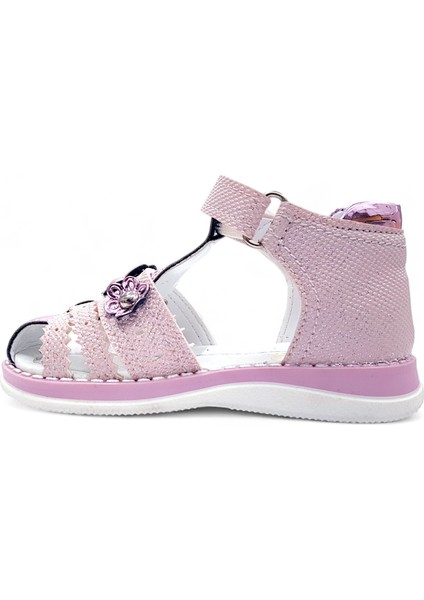 Ortopedik Kız Bebek Sandaleti Buket Serisi Bkt2409 Simli Pembe 22