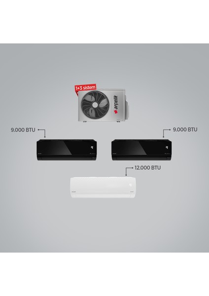 ZM18103 A++ 9+9+12 BTU Iç - 18000 BTU 1+3 Multi Inverter Klima