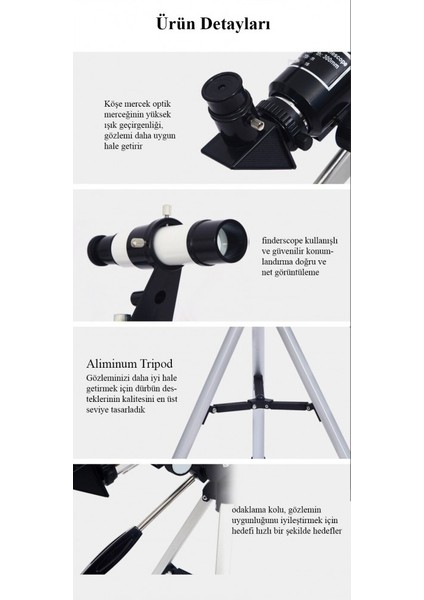 Duhalıne Profesyonel Astronomik Monoklüler 150X Büyütme Teleskop - F30070M