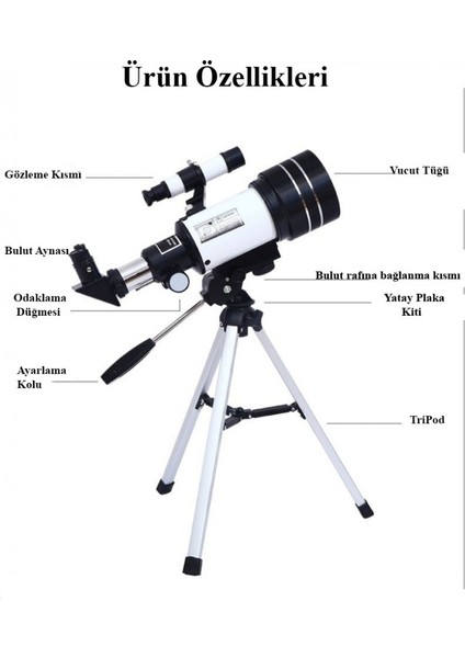 Duhalıne Profesyonel Astronomik Monoklüler 150X Büyütme Teleskop - F30070M