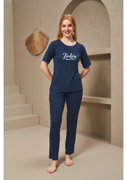 Kısa Kollu Bisiklet Yaka Kadın Pijama Takımı 108