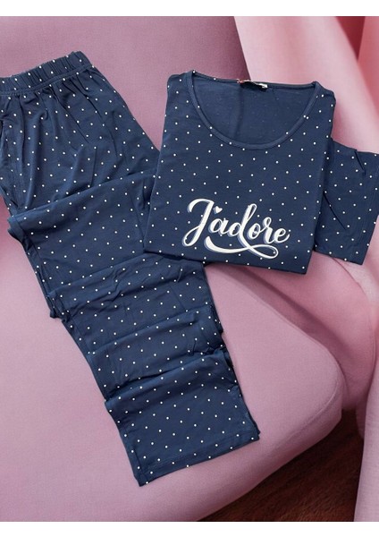 Kısa Kollu Bisiklet Yaka Kadın Pijama Takımı 108
